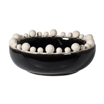 Bobble Edge Bowl D37cm, Black and Cream