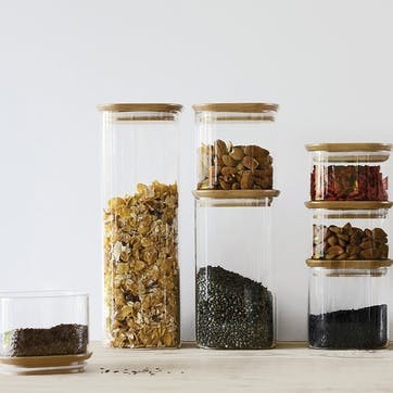 Glass Food Storage With Bamboo Lid 500ml, Clear