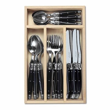 24 Piece Cutlery Set in Tray , Black