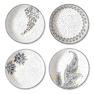 Artisanne Noir Set of 4 Low Bowls D22cm, Monochrome