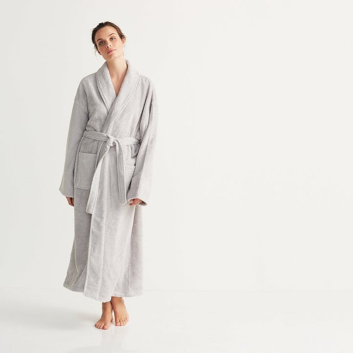 Unisex Classic Cotton Robe, Large, Pearl Grey