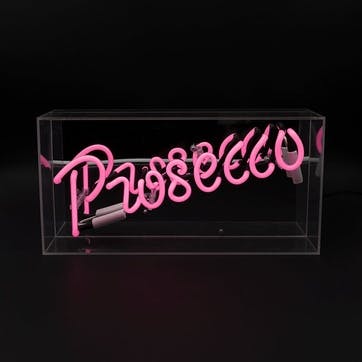 Neon Box Prosecco Glass Sign H38 x W19cm, Pink