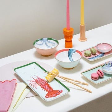 Under The Sea Set of 2 Sushi Plates, Dip Bowls & Chopsticks, , Pastel