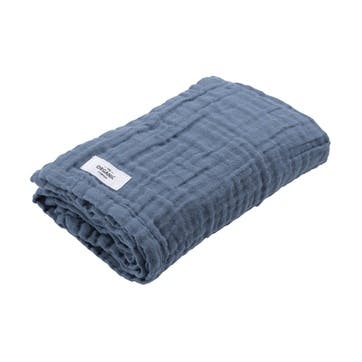 Gauze Fine Hand Towel 60 x 100 cm, Grey Blue
