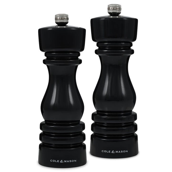 London Salt & Pepper Mills, 180mm, Black Gloss