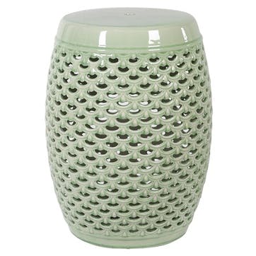 Lattice Ceramic Stool H45cm, Sage