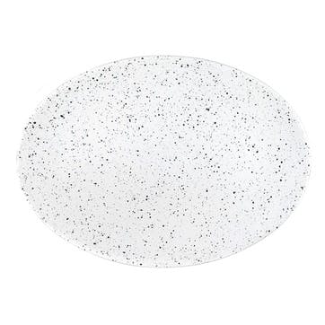 Caviar Speckle Oval Plate 35 x 25cm, Cream/Black