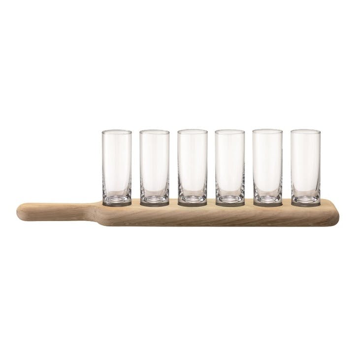 LSA Paddle Vodka Set & Oak Paddle, Standard, Clear