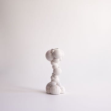 Tall Candle Holder Molecule H20cm, White Marble