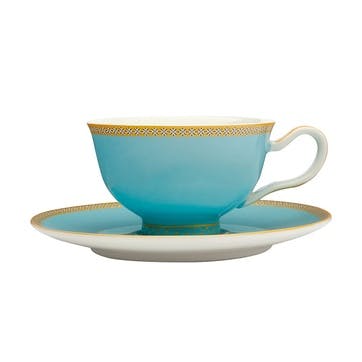 Teas & C's Kasbah Porcelain Footed Cup & Saucer  200ml, Turquoise