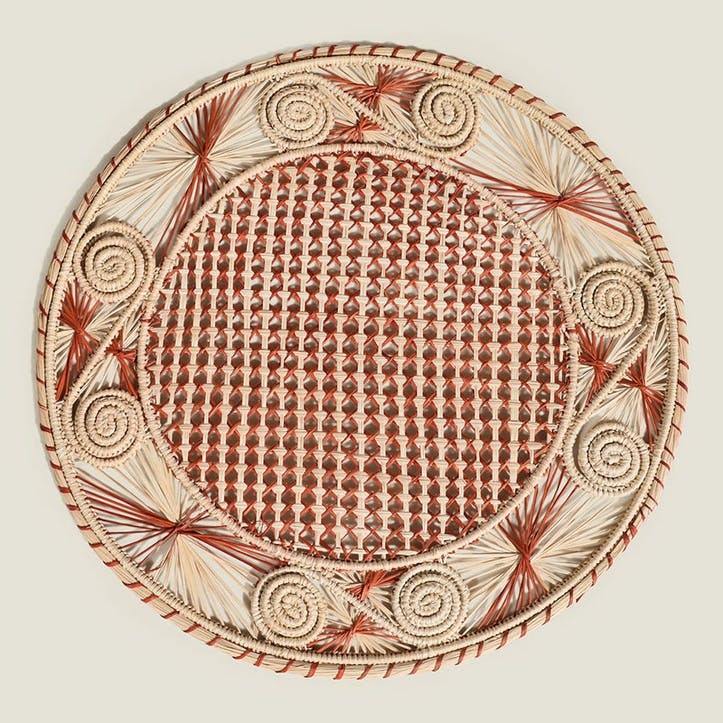 Sandra Set of 4 Woven Placemats D35cm, Berry Red