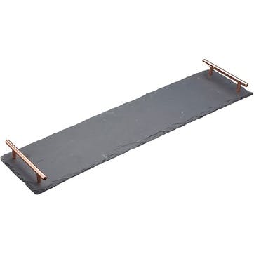 Serving Platter With Handles, L60 x W15 x H4cm, KitchenCraft, Slate/Copper