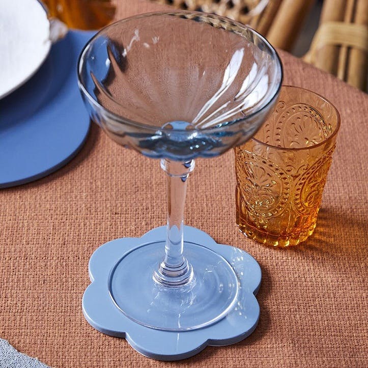 Lacquered Scallop Set of 4 Coasters D13cm, Chambray