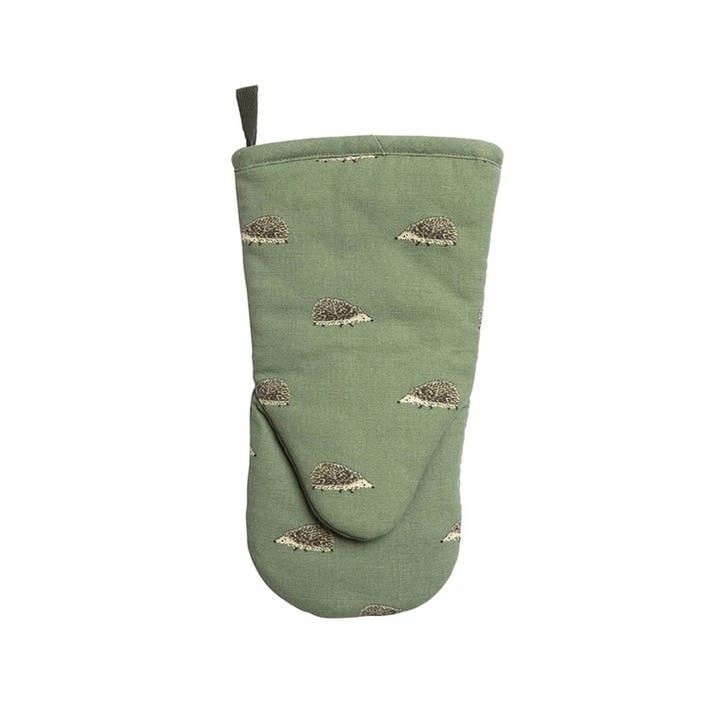 Hedgehogs Oven Mitt , Green