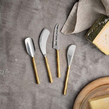 Darsa Cheese Knife Set, Brushed Gold