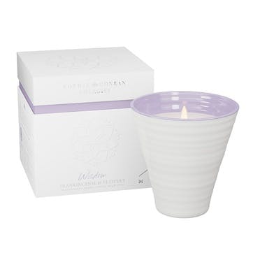 Wisdom Ceramic Candle , White, Purple