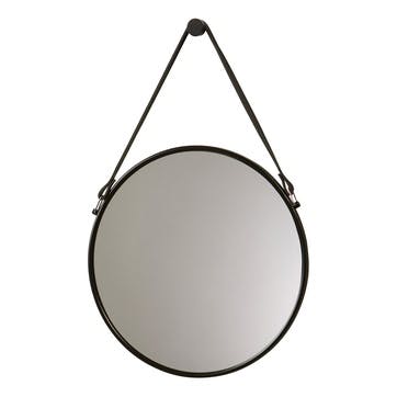 Thymo Wall Mounted Round Mirror, D47cm Black