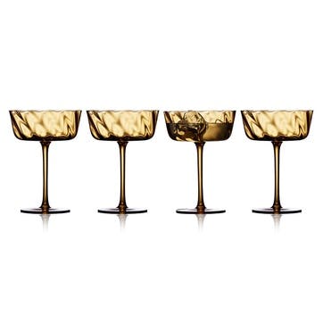 Vienna Set of 4 Champagne Bowls, 300ml, Amber