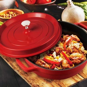 Non-Stick Dutch Oven Casserole Dish with Lid 28cm/3.8L, Red