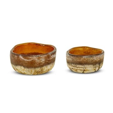 Janka Set of 2 Glass Tealights, Dark Amber