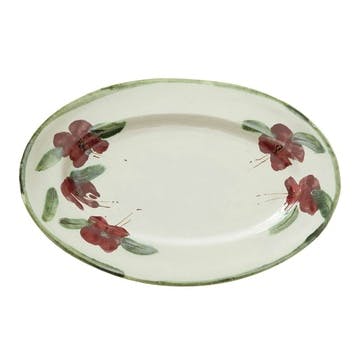 Hellebore Medium Platter 25 x 29cm, Burgundy/Green