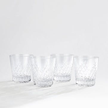 Barwell Cut Crystal Rocks Tumblers, Set of 4, 9.5cm x 8.9cm x 8.9cm