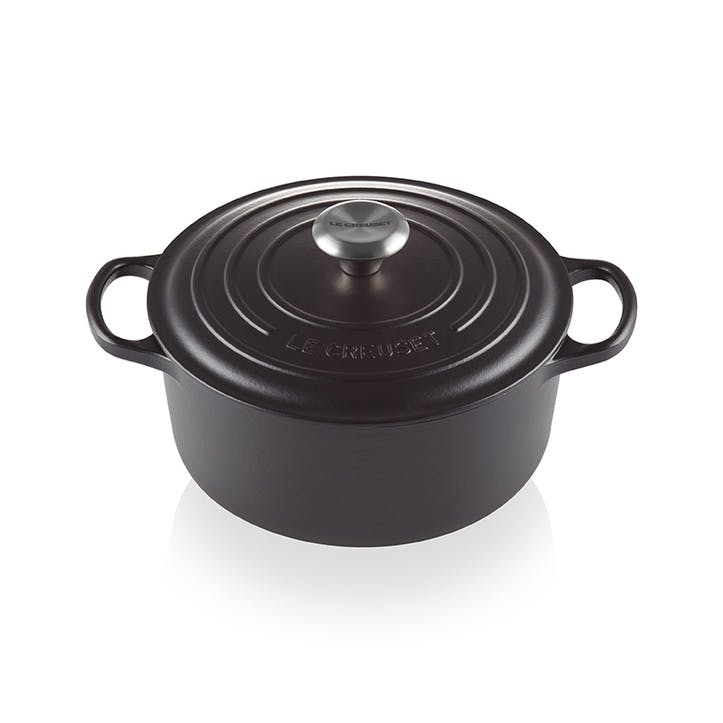 Cast Iron Round Casserole - 28cm; Satin Black