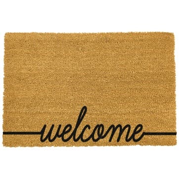 Welcome Scribble Coir Doormat, Black