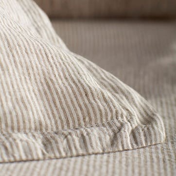 Sid Stripe Linen Duvet Cover, Super King, Natural Stripe