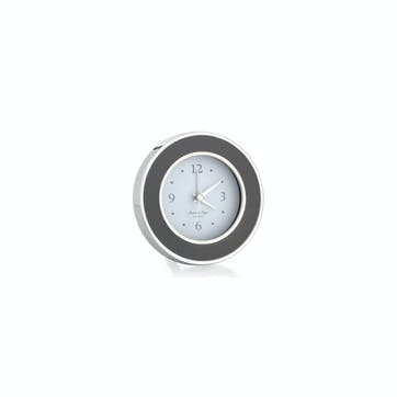 Alarm Clock; Taupe & Silver