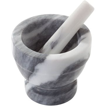 Marble Pestle & Mortar, Large, White/Grey