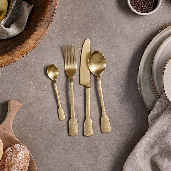 Veeta 16 Piece Cutlery Set, Brushed Gold