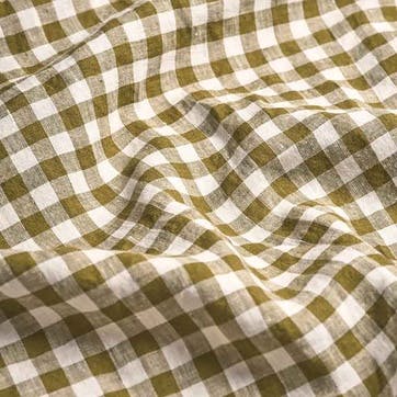Gingham King Size Fitted Sheet, Botanical Green