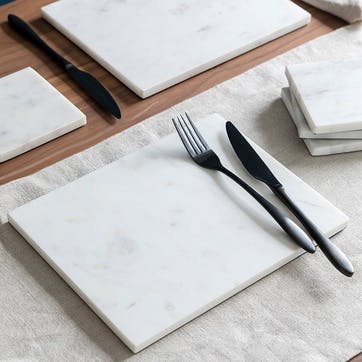 Marble Set of 4 Placemats 20 x 26cm, White