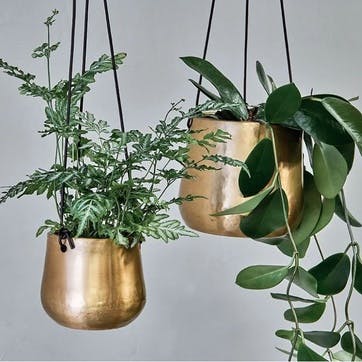 Atsu Brass Hanging Planter Large