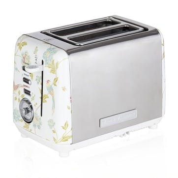 Laura Ashley 2 Slice Toaster, Elveden White & Silver