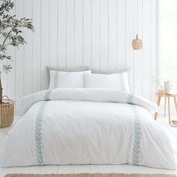 Embroidery Leaf Double Duvet Set, White