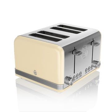 Retro 4-Slice Toaster, Cream