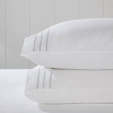Faro Tencel Cotton, Standard Classic Pillowcase, White/Silver