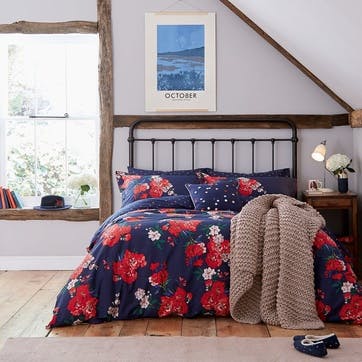 Beau Floral Super-King Duvet Cover, French Navy