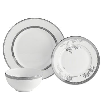 Lace 12 Piece Dinnerware Set , Platinum