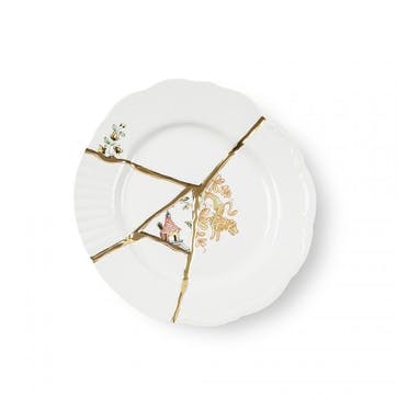 Dessert plate, 21cm, Seletti, Kintsugi - No2, white/gold