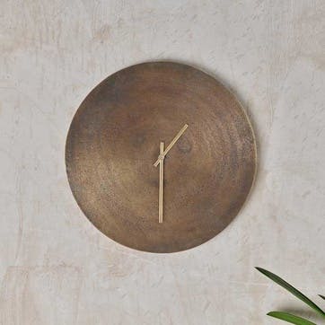 Okota Wall Clock, Antique Brass
