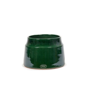 Glazed Flower Pot H20cm, Dark Green