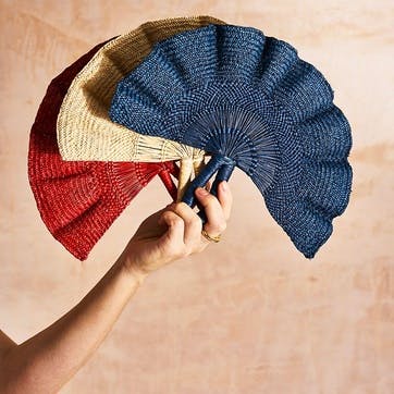 Classic Classic Handwoven Colorful Fan 24cm, Red