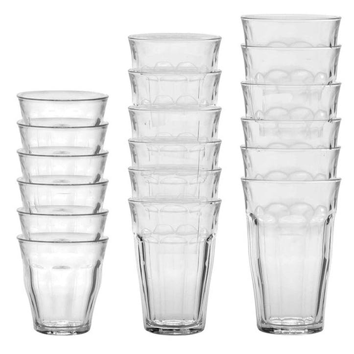 Picardie Set of 18 Tumblers, Clear