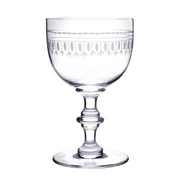 Oval Patterned Crystal Wine Goblets, Set of 6