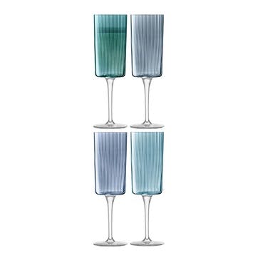 Gems Set of 4 Champagne Flutes 210ml, Sapphire