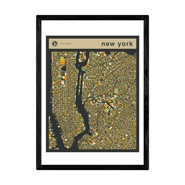 Jazzberry Blue, New York Street Guide Framed Art Print