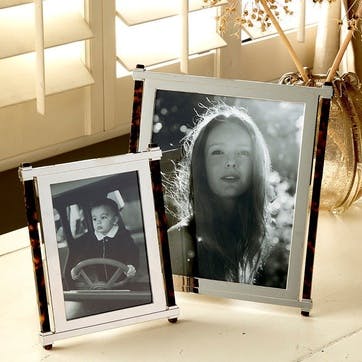 Pillar Photo Frame 8 x 10", Silver & Tortoiseshell